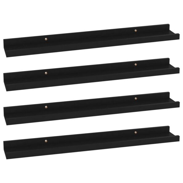 vidaXL Nástenné police 4 ks, čierne 60x9x3 cm – Obrázok 2