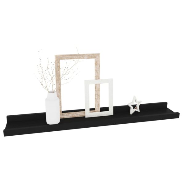 vidaXL Nástenné police 4 ks, čierne 60x9x3 cm – Obrázok 3