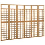 vidaXL 6-panelový paraván/mriežka masívne jedľové drevo 242,5x180 cm – Obrázok 2
