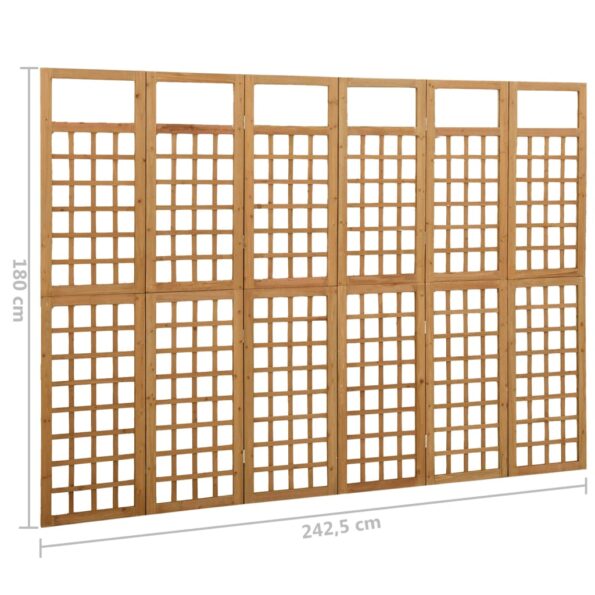 vidaXL 6-panelový paraván/mriežka masívne jedľové drevo 242,5x180 cm – Obrázok 6