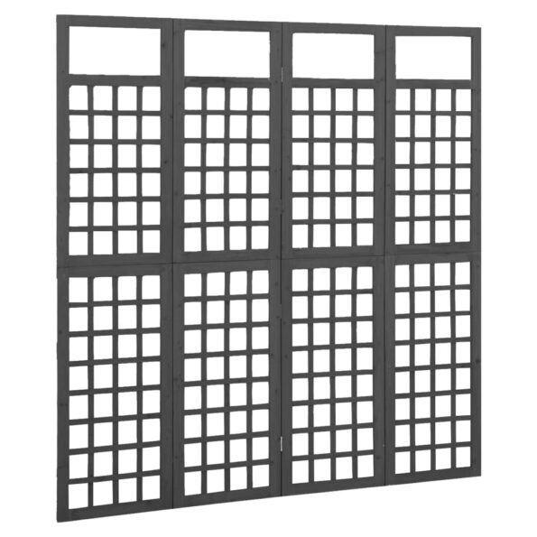 vidaXL 4-panelový paraván/mriežka masívna jedľa čierny 161x180 cm – Obrázok 2