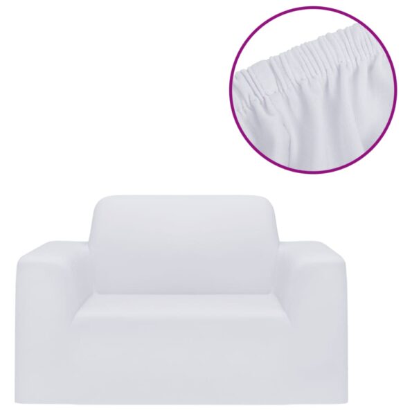 vidaXL Naťahovací prehoz na kreslo biely polyester Jersey – Obrázok 2