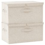 vidaXL Úložné boxy 2 ks látkové 50x30x25 cm krémové – Obrázok 2