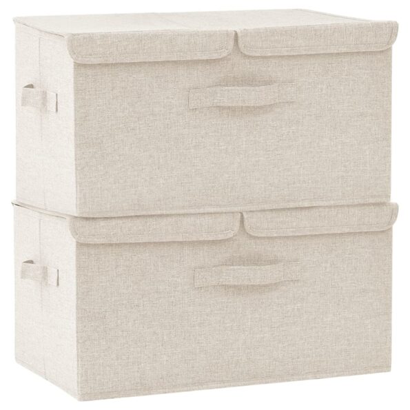 vidaXL Úložné boxy 2 ks látkové 50x30x25 cm krémové – Obrázok 2