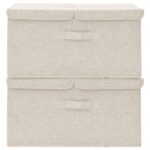 vidaXL Úložné boxy 2 ks látkové 50x30x25 cm krémové – Obrázok 4