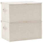 vidaXL Úložné boxy 2 ks látkové 50x30x25 cm krémové – Obrázok 5