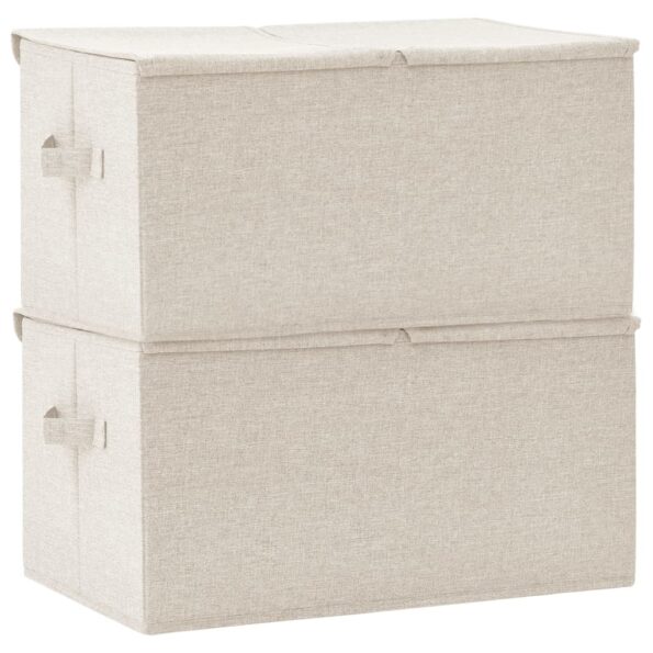 vidaXL Úložné boxy 2 ks látkové 50x30x25 cm krémové – Obrázok 5