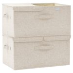 vidaXL Úložné boxy 2 ks látkové 50x30x25 cm krémové – Obrázok 7