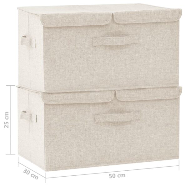 vidaXL Úložné boxy 2 ks látkové 50x30x25 cm krémové – Obrázok 11