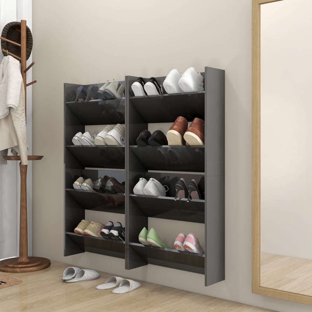 VXL8720286559413_m_en_hd_1.jpg vidaXL Nástenné skrinky na topánky 4 ks, lesklé sivé 60x18x60 cm – Obrázok 1