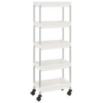 vidaXL 5-poschodový kuchynský vozík biely 42x29x128 cm železo a ABS – Obrázok 2