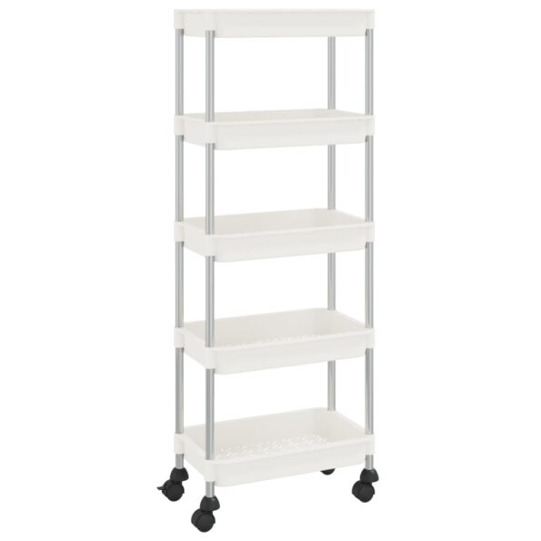 vidaXL 5-poschodový kuchynský vozík biely 42x29x128 cm železo a ABS – Obrázok 2