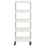 vidaXL 5-poschodový kuchynský vozík biely 42x29x128 cm železo a ABS – Obrázok 3