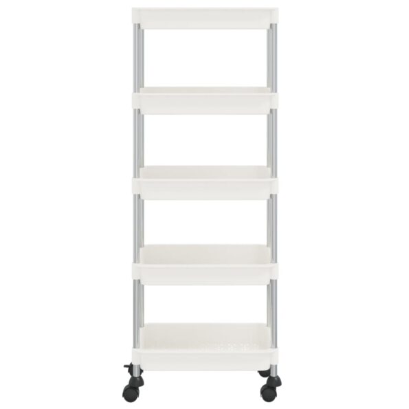 vidaXL 5-poschodový kuchynský vozík biely 42x29x128 cm železo a ABS – Obrázok 3