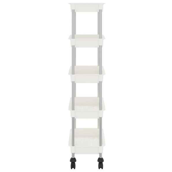 vidaXL 5-poschodový kuchynský vozík biely 42x29x128 cm železo a ABS – Obrázok 4