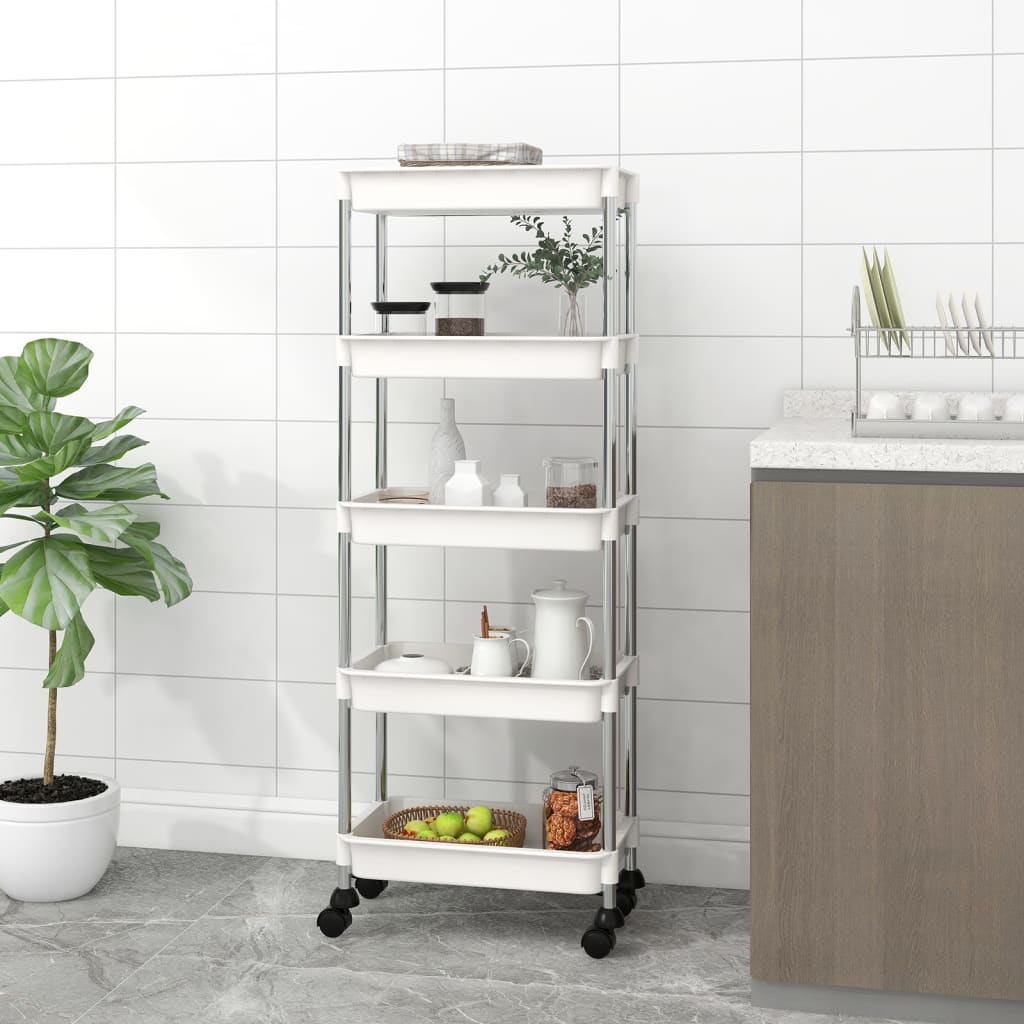 VXL8720286562864_m_en_hd_1.jpg vidaXL 5-poschodový kuchynský vozík biely 42x29x128 cm železo a ABS – Obrázok 1