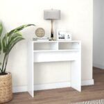 vidaXL Konzolový stolík, biely 78x30x80 cm, kompozitné drevo – Obrázok 3