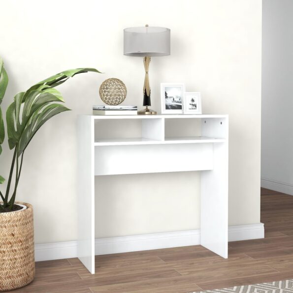 vidaXL Konzolový stolík, biely 78x30x80 cm, kompozitné drevo – Obrázok 3