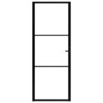 vidaXL Interiérové dvere, ESG sklo a hliník 76x201,5 cm, čierne – Obrázok 3