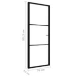 vidaXL Interiérové dvere, ESG sklo a hliník 76x201,5 cm, čierne – Obrázok 6