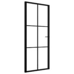 vidaXL Interiérové dvere, ESG sklo a hliník 83x201,5 cm, čierne – Obrázok 2