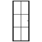 vidaXL Interiérové dvere, ESG sklo a hliník 83x201,5 cm, čierne – Obrázok 3