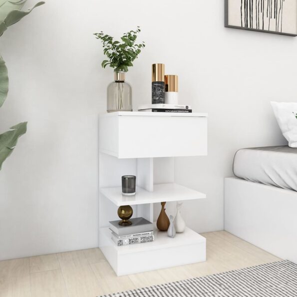 vidaXL Nočné stolíky 2 ks, biele 40x35x65 cm, kompozitné drevo – Obrázok 2
