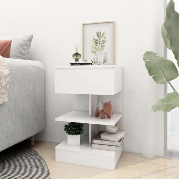 vidaXL Nočné stolíky 2 ks, biele 40x35x65 cm, kompozitné drevo – Obrázok 3