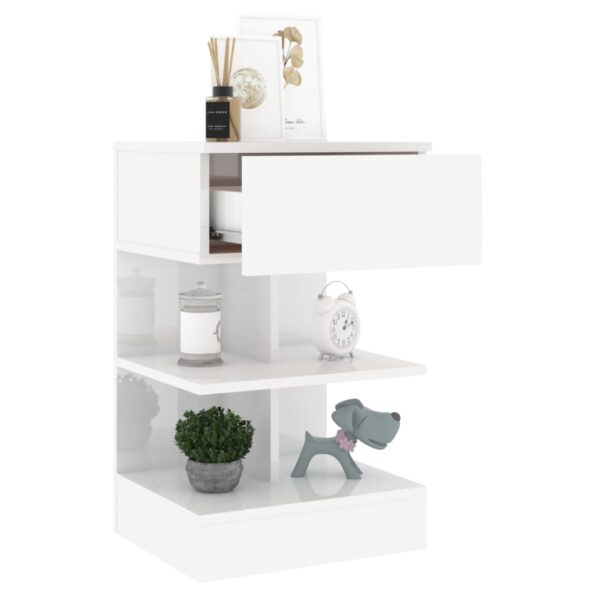 vidaXL Nočné stolíky 2 ks lesklé biele 40x35x65 cm – Obrázok 4