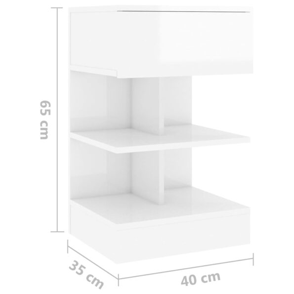 vidaXL Nočné stolíky 2 ks lesklé biele 40x35x65 cm – Obrázok 8