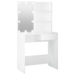 vidaXL Toaletný stolík s LED biely 74,5x40x141 cm – Obrázok 2