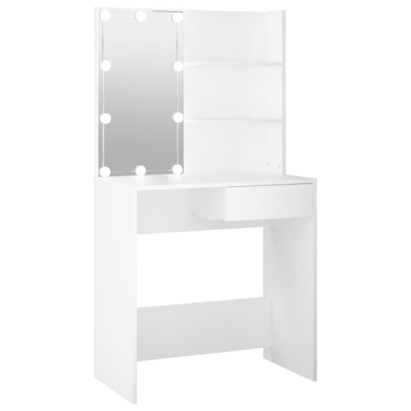 vidaXL Toaletný stolík s LED biely 74,5x40x141 cm – Obrázok 2