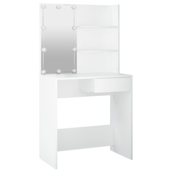 vidaXL Toaletný stolík s LED biely 74,5x40x141 cm – Obrázok 3