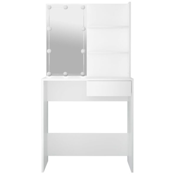 vidaXL Toaletný stolík s LED biely 74,5x40x141 cm – Obrázok 5