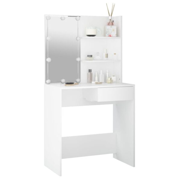 vidaXL Toaletný stolík s LED biely 74,5x40x141 cm – Obrázok 11