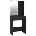 vidaXL Toaletný stolík s LED čierny 60x40x140 cm – Obrázok 2