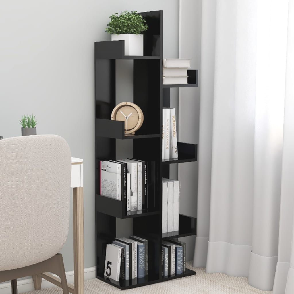 VXL8720286645901_m_en_hd_1.jpg vidaXL Knižnica, čierna 48x25,5x140 cm, kompozitné drevo – Obrázok 1