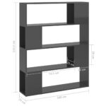 vidaXL Knižnica/deliaca stena, lesklá sivá 100x24x124 cm – Obrázok 7