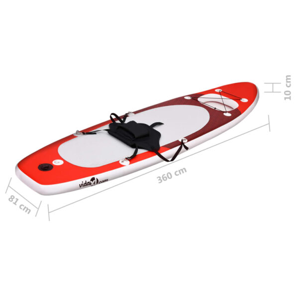 vidaXL Nafukovací Stand up paddleboard, červený 360x81x10 cm – Obrázok 12