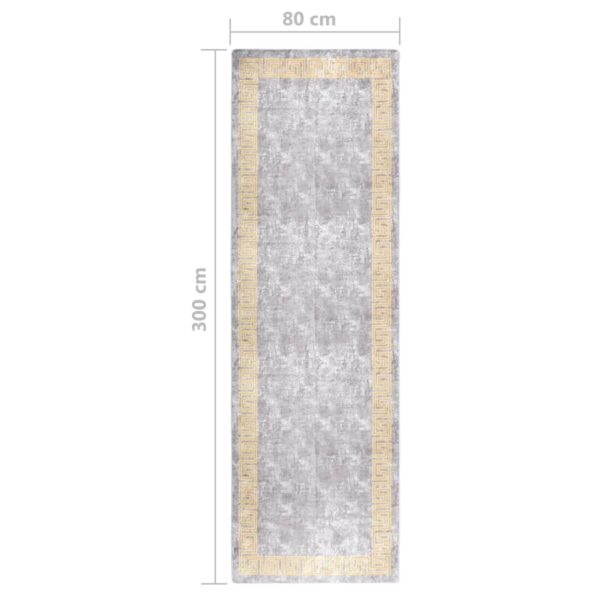 vidaXL Prateľný koberec 80x300 cm sivý – Obrázok 7