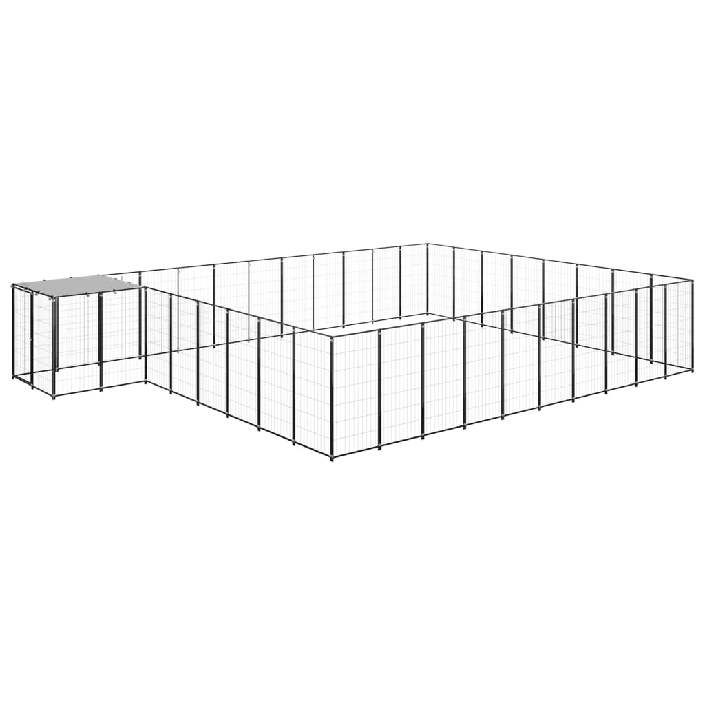 VXL8720286665039_a_en_hd_1.jpg vidaXL Koterec pre psy čierny 25,41 m² oceľ – Obrázok 1