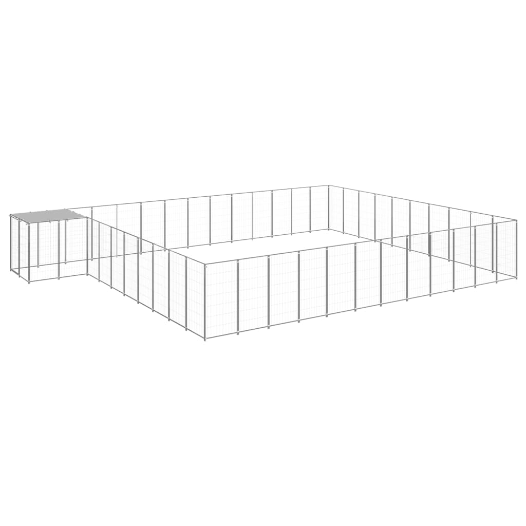VXL8720286665220_a_en_hd_1.jpg vidaXL Koterec pre psy strieborný 37,51 m² oceľ – Obrázok 1