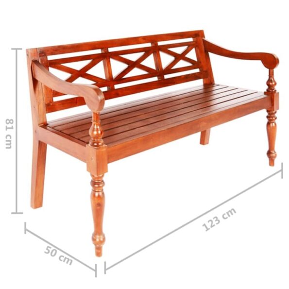vidaXL Lavička Batavia 123 cm mahagónový masív tmavohnedá – Obrázok 6