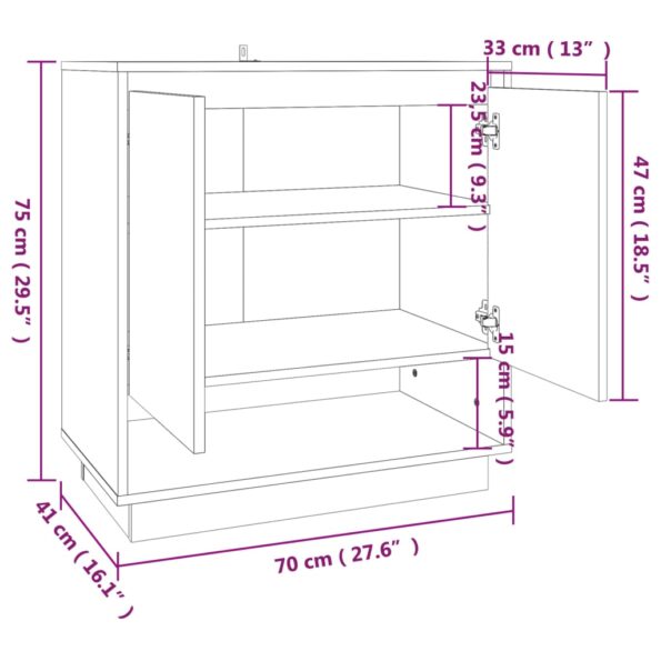 vidaXL Komoda, tmavý dub 70x41x75 cm, kompozitné drevo – Obrázok 8