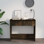 vidaXL Konzolový stolík, tmavý dub 89x41x76,5 cm, kompozitné drevo – Obrázok 3