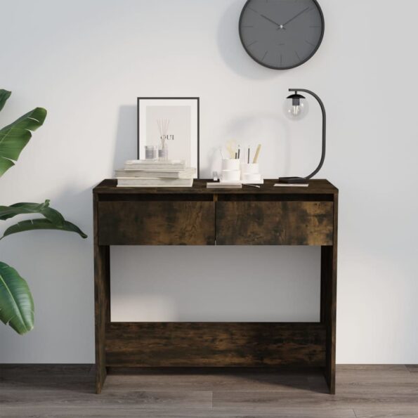 vidaXL Konzolový stolík, tmavý dub 89x41x76,5 cm, kompozitné drevo – Obrázok 3
