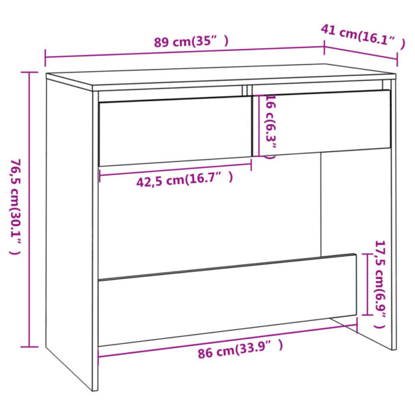 vidaXL Konzolový stolík, tmavý dub 89x41x76,5 cm, kompozitné drevo – Obrázok 8