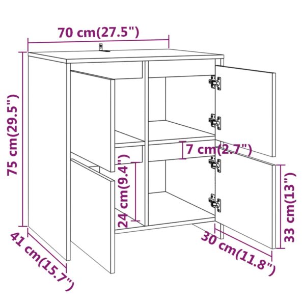 vidaXL Komoda hnedý dub 70x40x73,5 cm drevotrieska – Obrázok 10
