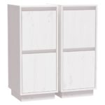 vidaXL Komody 2 ks, biele 31,5x34x75 cm, borovicový masív – Obrázok 2
