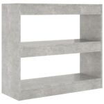 vidaXL Knižnica/deliaca stena betónová sivá 80x30x72 cm – Obrázok 2